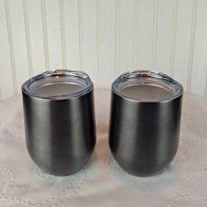 Set of 2 Oggi Stainless Steel Wine Tumblers Lidded